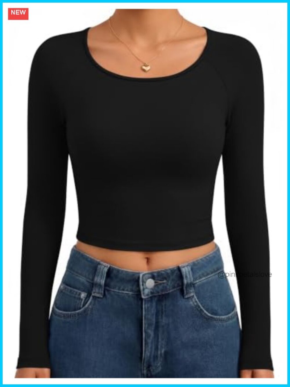 Women's Long Sleeve Crop Top Scoop Neck Raglan Shirt Slim Fit